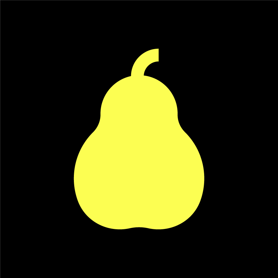 Pear icon — Yellow on black